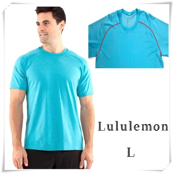 LULULEMON Metal Vent Tech Short Sleeve T-Shirt in Turquoise Blue Orange Stitch - Picture 1 of 6